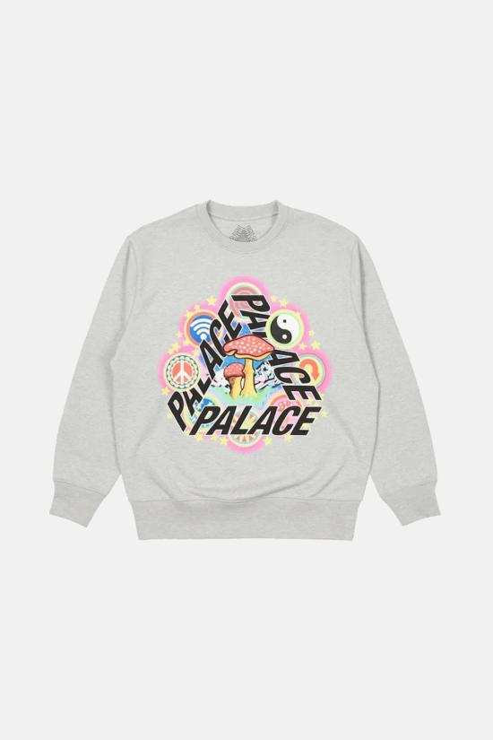  팔라스 긴팔 티셔츠 Palace Bun 5 G 머쉬룸 크루넥 스웨트셔츠 그레이