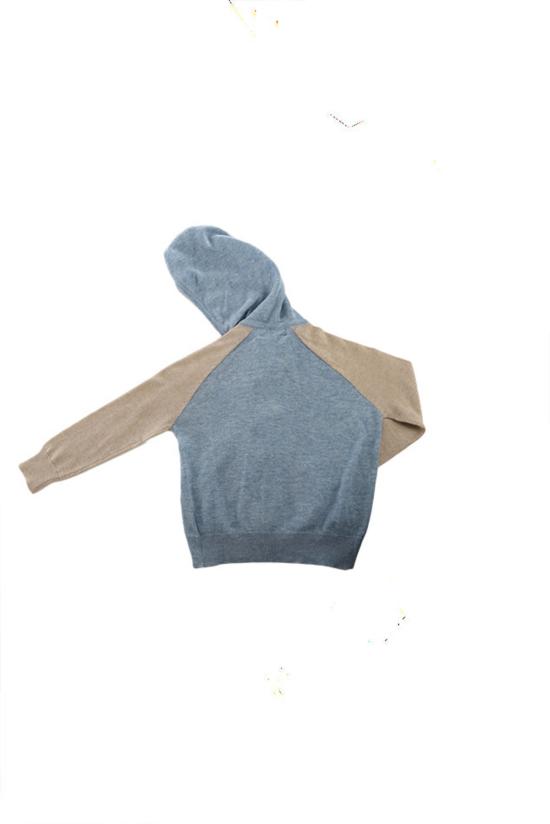  [키즈] 블루&크림 풀오버 키즈  캐시미어 지퍼 후드 티셔츠 블루/크림 - BLUE&CREAM
