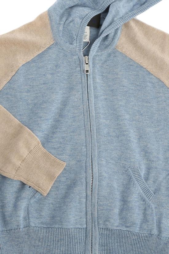  [키즈] 블루&크림 풀오버 키즈  캐시미어 지퍼 후드 티셔츠 블루/크림 - BLUE&CREAM