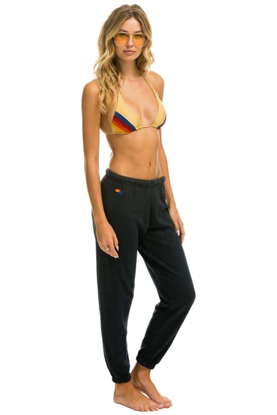  에비에이터 에디션 스트레이트 팬츠 Aviator Nation 5 스트라이프 스웨트 팬츠 차콜/그레이 - AVIATOR NATION