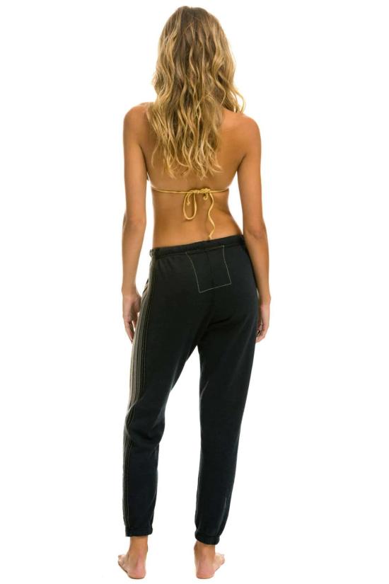  에비에이터 에디션 스트레이트 팬츠 Aviator Nation 5 스트라이프 스웨트 팬츠 차콜/그레이 - AVIATOR NATION