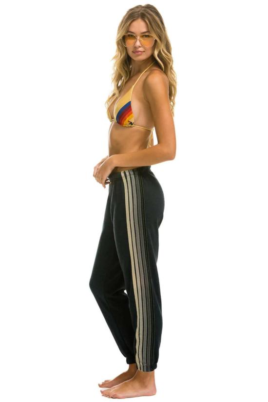  에비에이터 에디션 스트레이트 팬츠 Aviator Nation 5 스트라이프 스웨트 팬츠 차콜/그레이