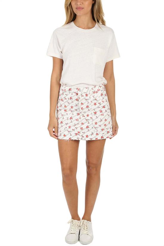  리던 숏 스커트 Re/Done 카고 미니 스커트 로즈 프린트 - RE/DONE