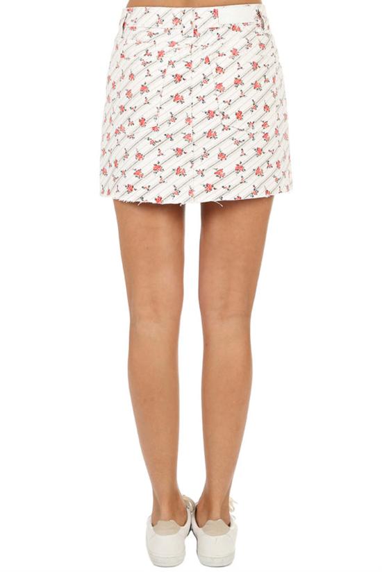  리던 숏 스커트 Re/Done 카고 미니 스커트 로즈 프린트 - RE/DONE