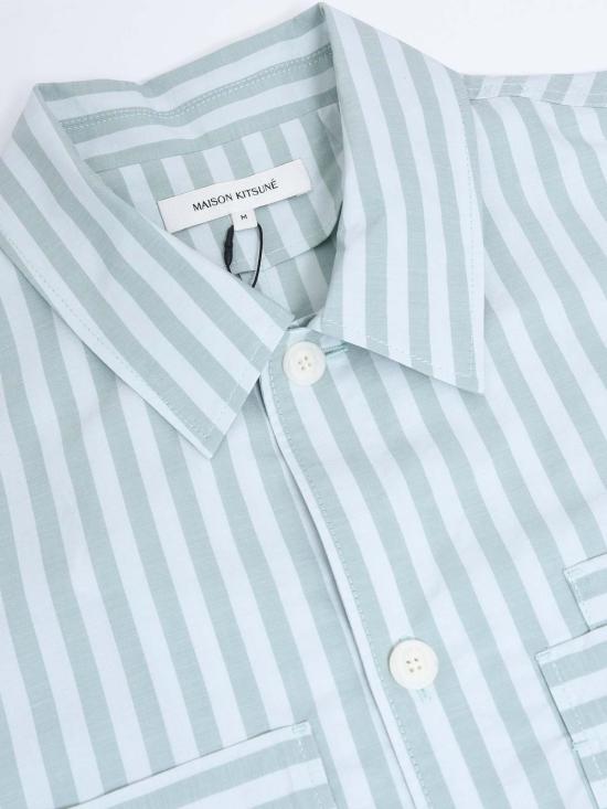  메종키츠네 긴팔 셔츠 메종 키츠네 오버 아이스 블루 스트라이프 - MAISON KITSUNE