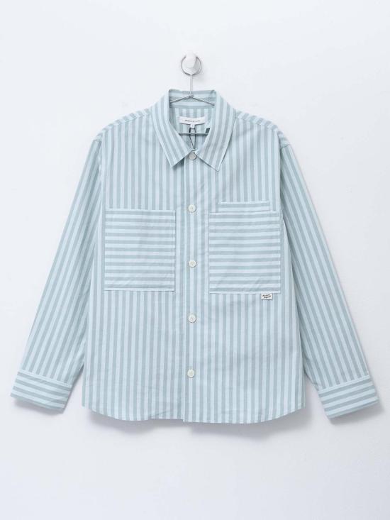  메종키츠네 긴팔 셔츠 메종 키츠네 오버 아이스 블루 스트라이프