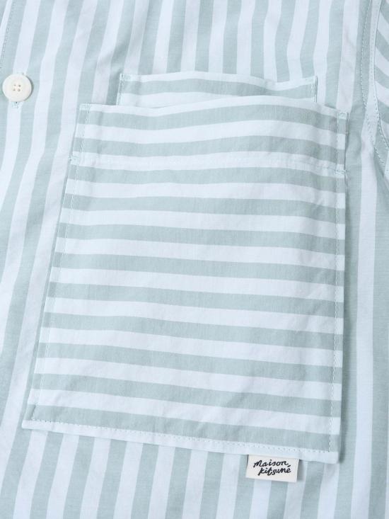  메종키츠네 긴팔 셔츠 메종 키츠네 오버 아이스 블루 스트라이프 - MAISON KITSUNE