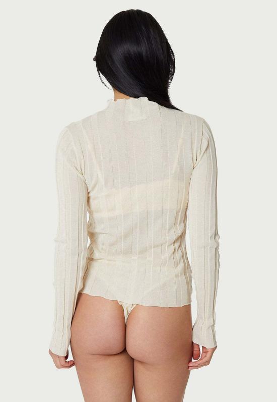  파이드 미 나우 터틀넥 지금 나를 찾으세요 와이드 리브 니트 모크넥 에크루 - FIND ME NOW