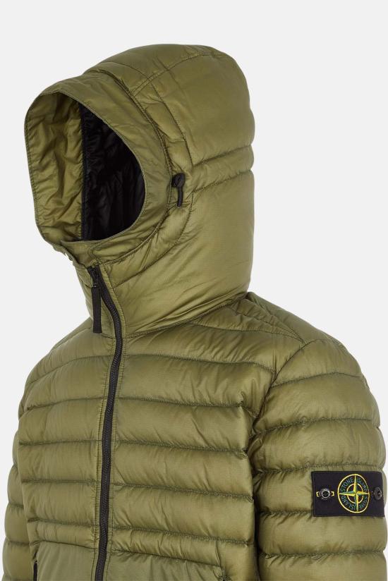  스톤 아일랜드 숏패딩 립스톱 나일론 다운 재킷 올리브 그린 - STONE ISLAND