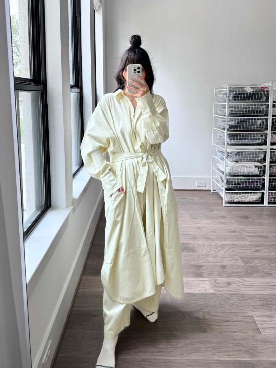  Modern Weaving 숏 원피스 모던 위빙 카프탄 셔츠 드레스 내추럴 - OTHER BRANDS