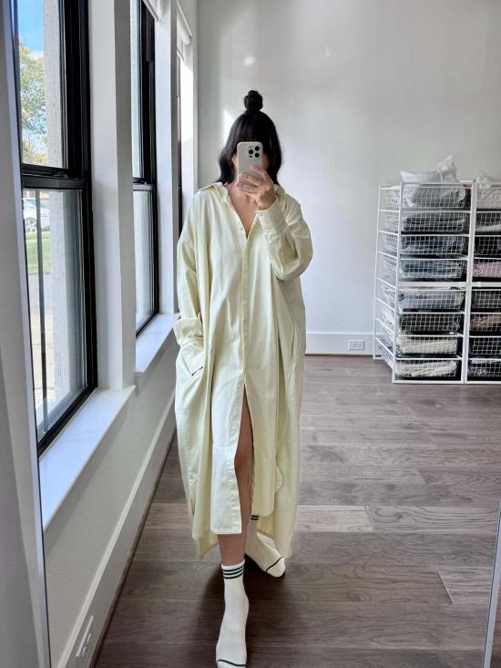  Modern Weaving 숏 원피스 모던 위빙 카프탄 셔츠 드레스 내추럴