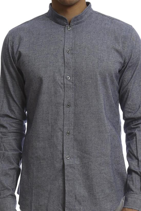  Blue&Cream 긴팔 셔츠 블루&크림 팝 칼라 플란넬 버튼 다운 블루 - BLUE&CREAM