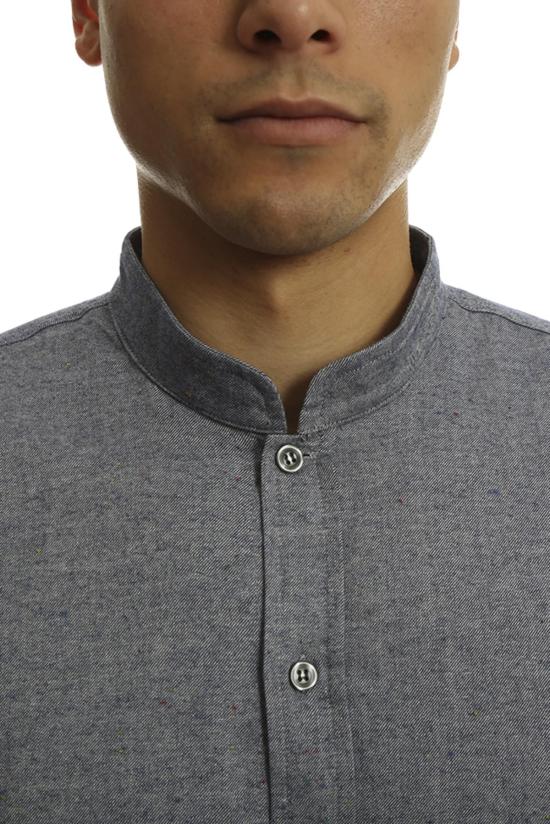  Blue&Cream 긴팔 셔츠 블루&크림 팝 칼라 플란넬 버튼 다운 블루 - BLUE&CREAM