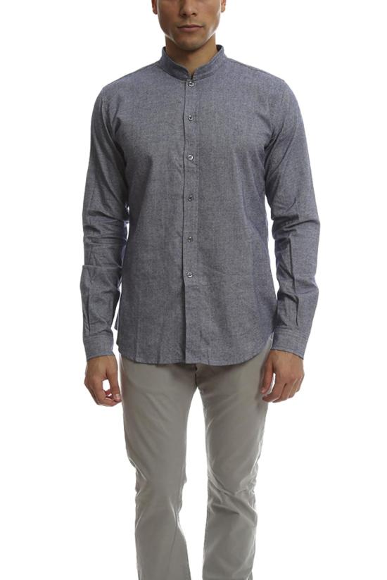  Blue&Cream 긴팔 셔츠 블루&크림 팝 칼라 플란넬 버튼 다운 블루