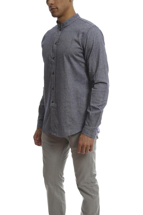  Blue&Cream 긴팔 셔츠 블루&크림 팝 칼라 플란넬 버튼 다운 블루 - BLUE&CREAM