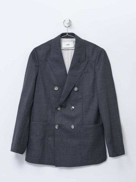  아미 수트 자켓 울 비스코스 캔버스 더블브레스트 재킷 헤더