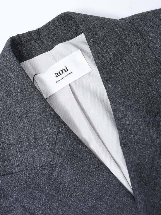  아미 수트 자켓 울 비스코스 캔버스 더블브레스트 재킷 헤더 - AMI