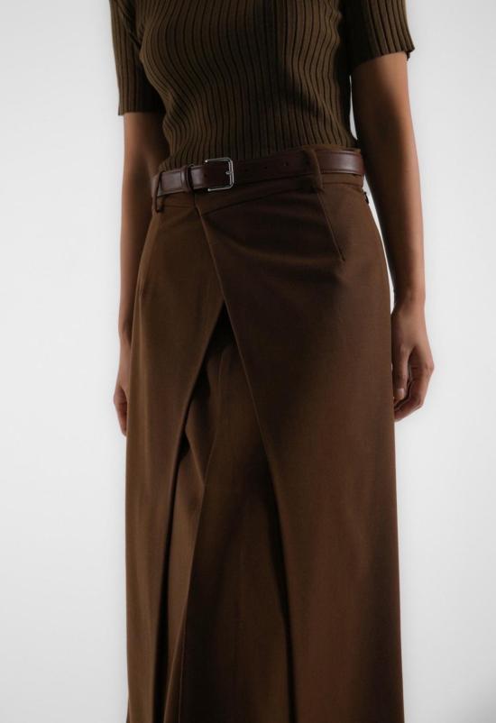  더 엔케이씨 스토어 미디 스커트 Nkc 폴드오버 스커트 브라운 - The NKC Store