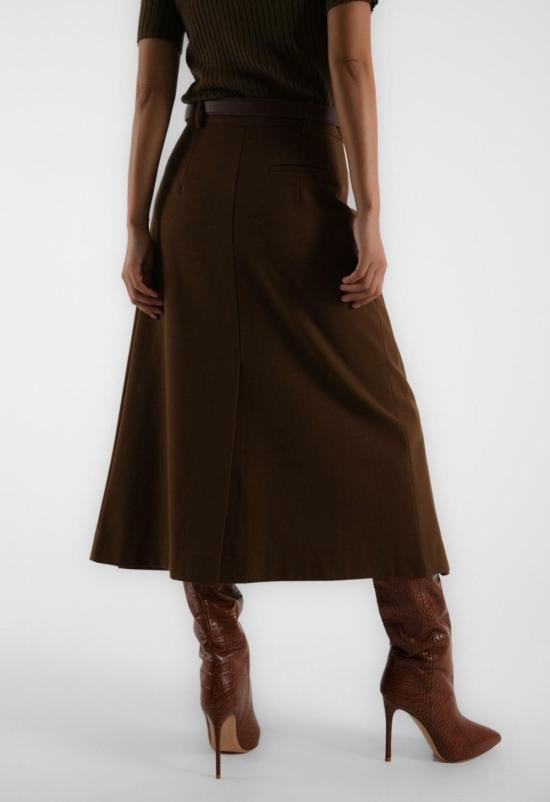  더 엔케이씨 스토어 미디 스커트 Nkc 폴드오버 스커트 브라운 - The NKC Store