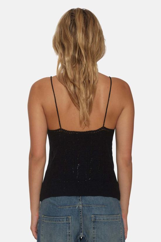  더 타일 클럽 민소매 티셔츠 타일 클럽 알리자 크로셰 캐미 블랙 - THE TILE CLUB