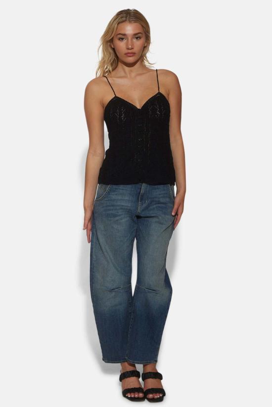  더 타일 클럽 민소매 티셔츠 타일 클럽 알리자 크로셰 캐미 블랙 - THE TILE CLUB