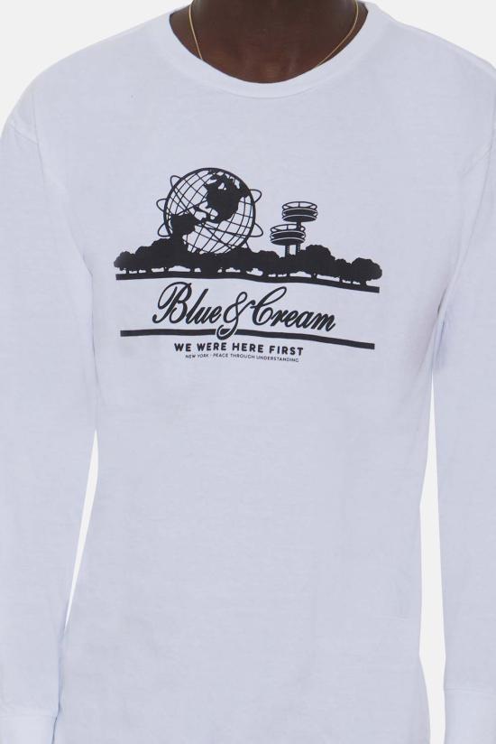  블루&크림 긴팔 티셔츠 글로브 롱슬리브 화이트/블랙 - BLUE&CREAM