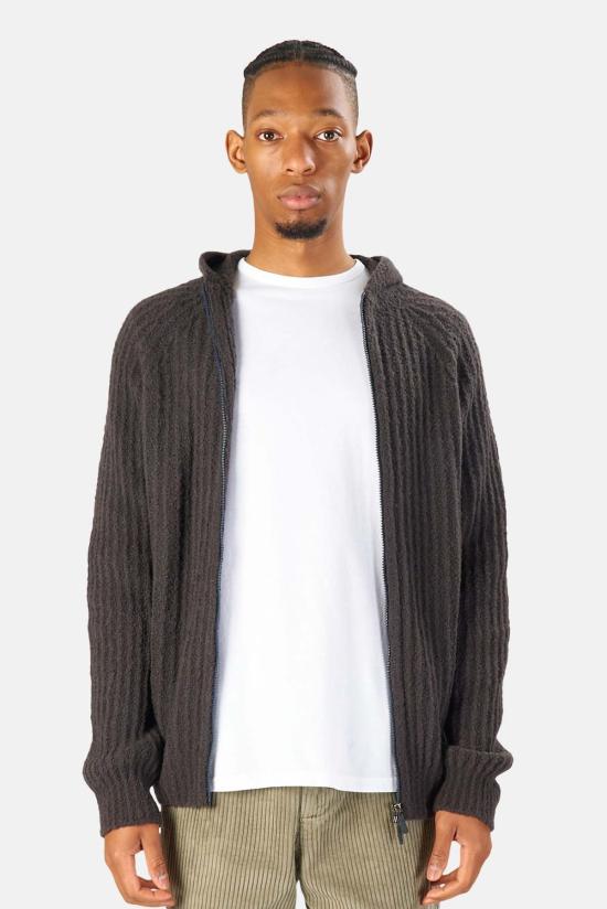  04651/ 자켓 청키 리브 지퍼 후드 숯색