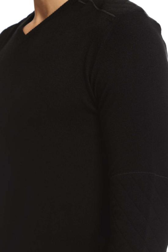 발망 긴팔 티셔츠 피에르  퀼팅 브이넥 스웨터 블랙 - BALMAIN