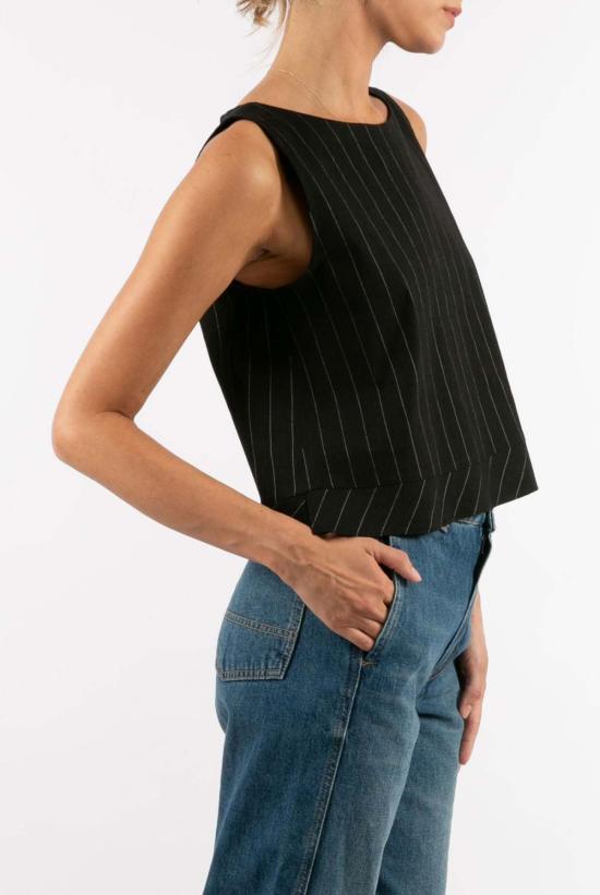  amannna 블라우스 아마나 사바나 탑 블랙 스트라이프 - OTHER BRANDS