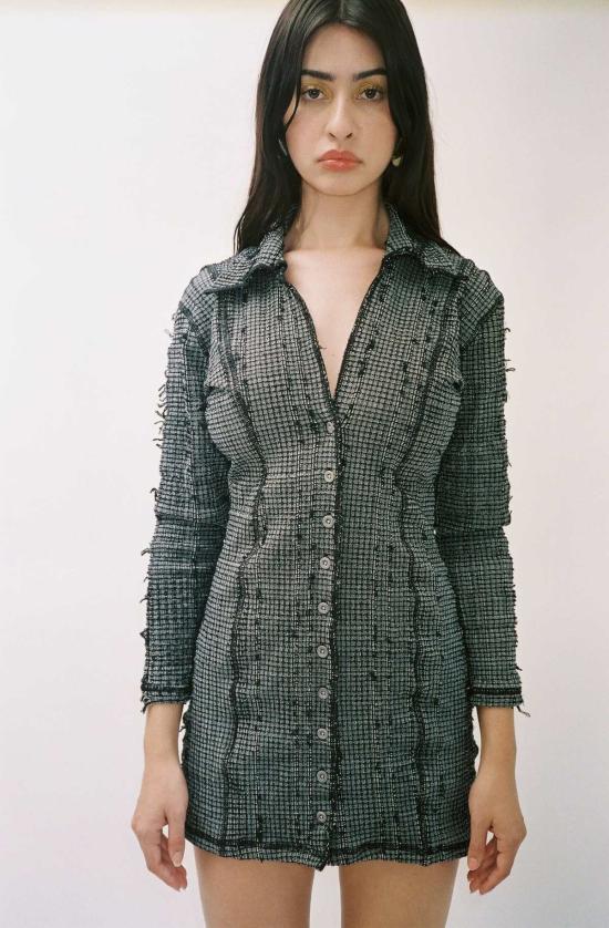  Luna Del Pinal 숏 원피스 루나 델 피날 오버다이드 핀 드레스 다크 그레이/블루/블랙 - OTHER BRANDS