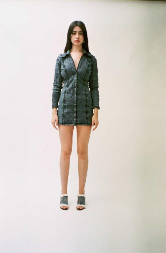  Luna Del Pinal 숏 원피스 루나 델 피날 오버다이드 핀 드레스 다크 그레이/블루/블랙 - OTHER BRANDS