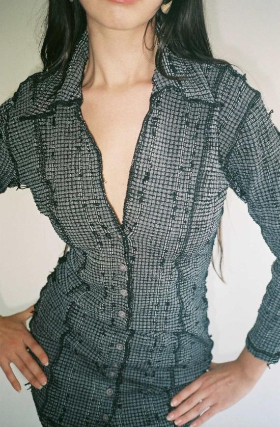  Luna Del Pinal 숏 원피스 루나 델 피날 오버다이드 핀 드레스 다크 그레이/블루/블랙 - OTHER BRANDS