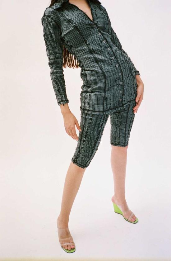  Luna Del Pinal 숏 원피스 루나 델 피날 오버다이드 핀 드레스 다크 그레이/블루/블랙 - OTHER BRANDS