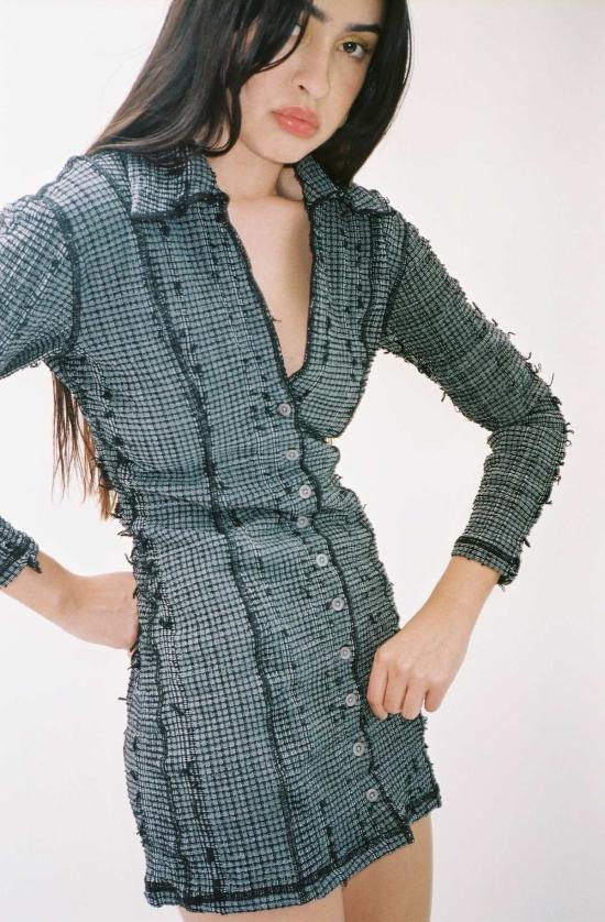  Luna Del Pinal 숏 원피스 루나 델 피날 오버다이드 핀 드레스 다크 그레이/블루/블랙 - OTHER BRANDS