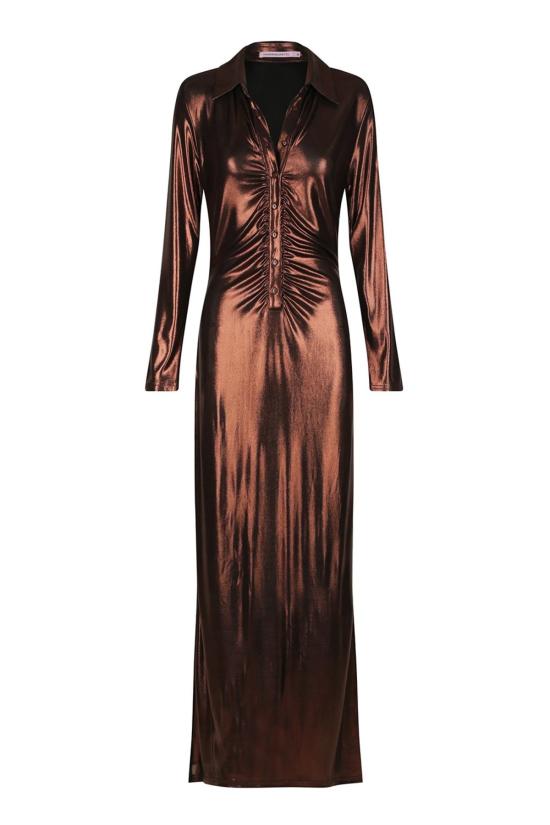  한센 앤 그레텔 롱 원피스 한센앤그레텔 팔론 드레스 코퍼 - HANSEN & GRETEL