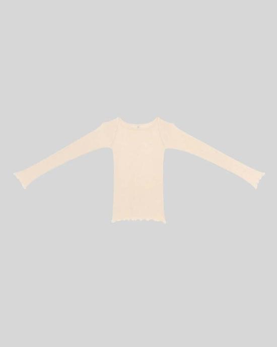  베이스레인지 긴팔 티셔츠 언다이드 디스크 롱 슬리브 탑 크림 - BASERANGE