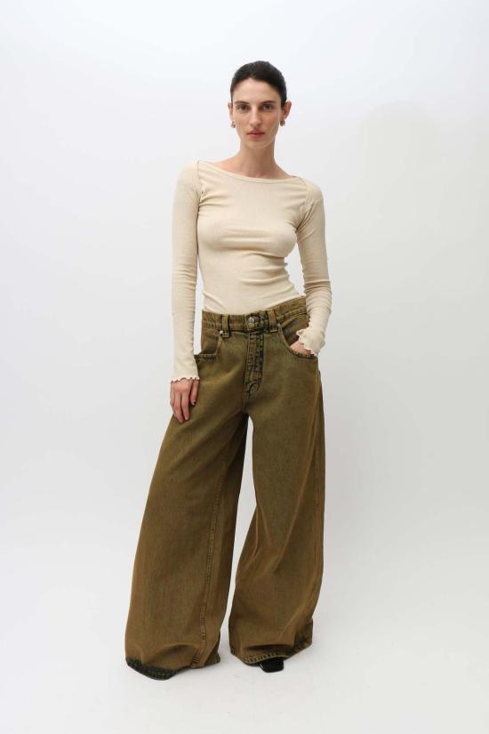  베이스레인지 긴팔 티셔츠 언다이드 디스크 롱슬리브 탑 크림