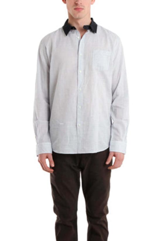  Robert Geller 폴로 티셔츠 로버트 겔러 콘트라스트 칼라 드레스 셔츠 블루