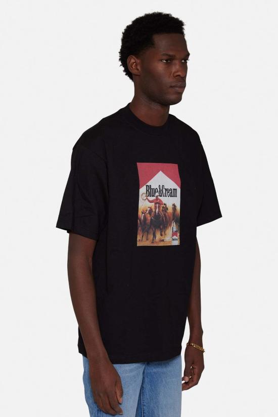  블루&크림 반팔 티셔츠 말보로 티 블랙 - BLUE&CREAM