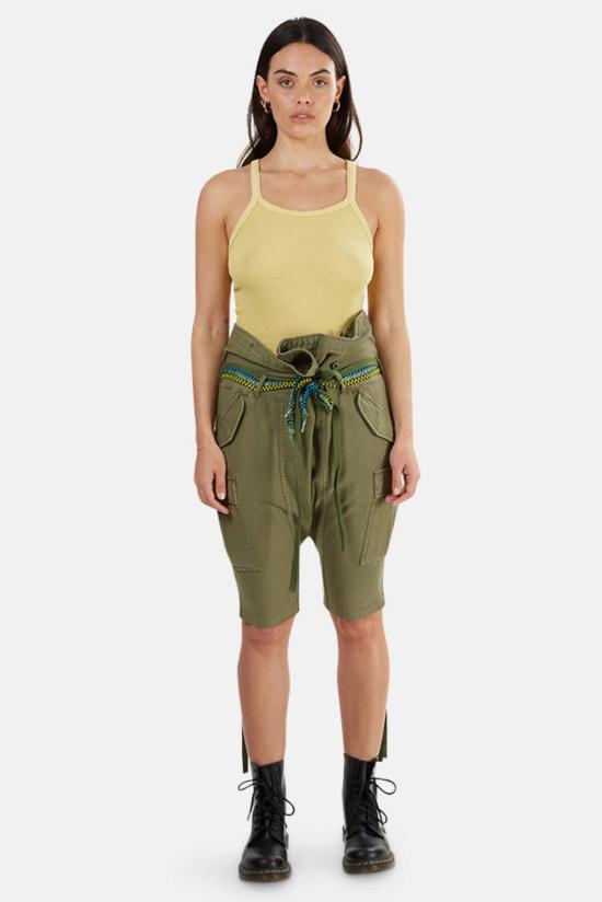  알13 숏팬츠 R13 롤드 웨이스트 카고 숏 올리브