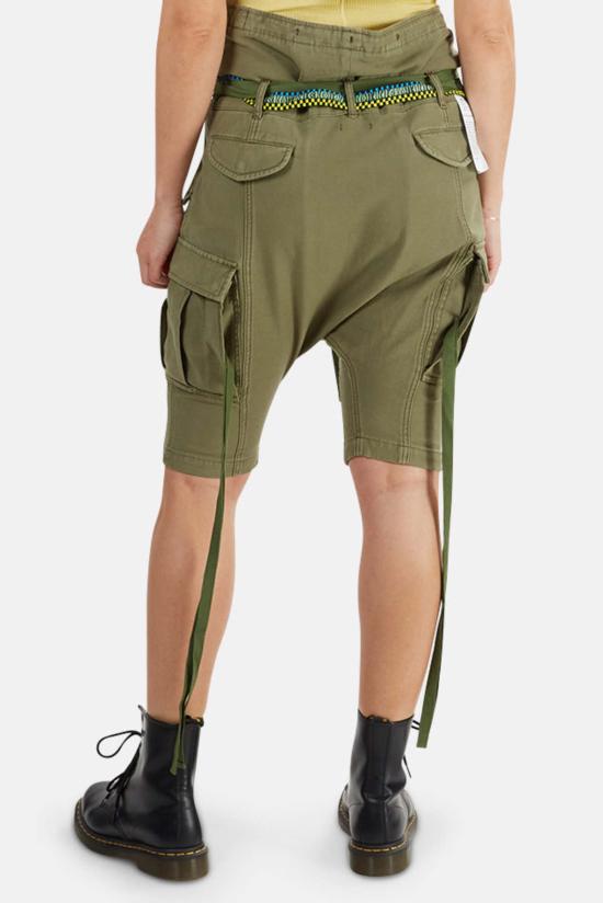  알13 숏팬츠 R13 롤드 웨이스트 카고 숏 올리브 - R13