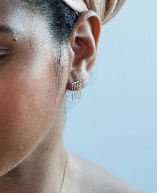  잭 앤 지 이어링 Jack + G Pave Diamond Fringe Earring 14 K 옐로우 골드