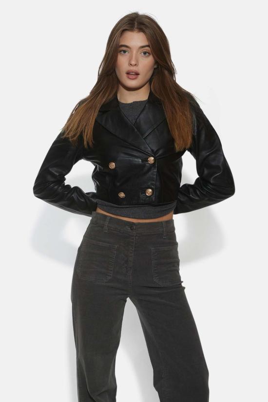  카미 뉴욕 가죽 자켓 Cami Nyc Boa 크롭 가죽 재킷 블랙 - CAMI NYC