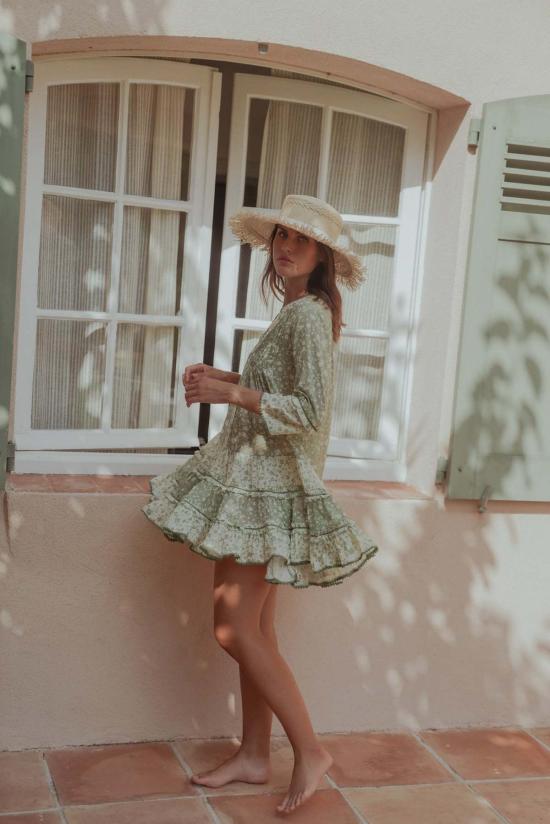  Sunday Saint-Tropez 롱 원피스 Sunday Saint Tropez Bella Ciao 드레스 카키 - SUNDAY SAINT-TROPEZ