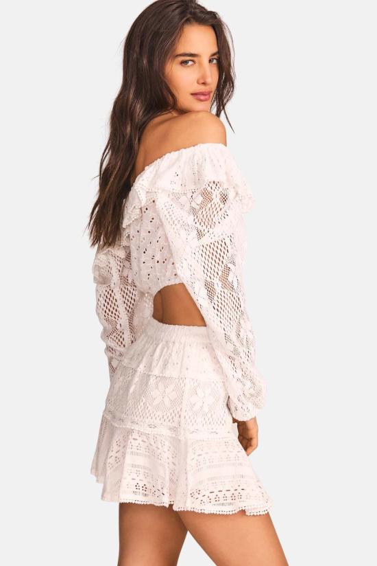  러브쉐이크팬시 숏 스커트 러브 쉑 팬시 다이아몬드 스커트 트루 화이트 - LOVESHACKFANCY