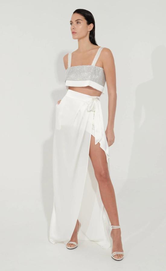  논살란트 레이블 민소매 티셔츠 넌샬런트 라벨 카프리 크롭 탑 화이트 - NONCHALANT LABEL