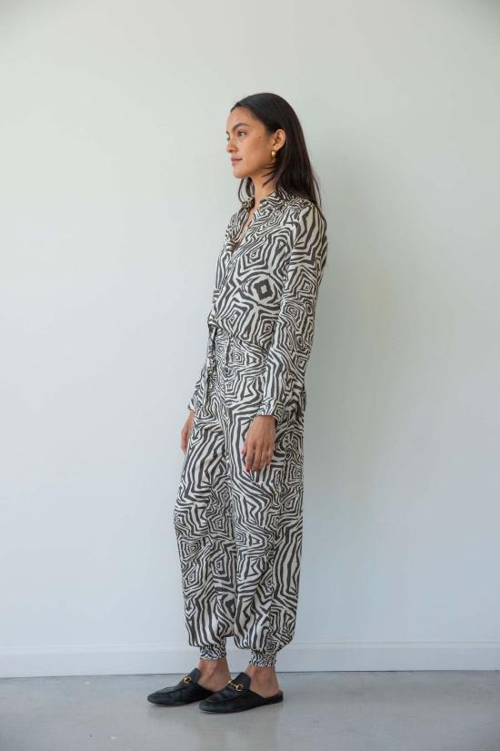  캐롤리나 케이 블라우스 캐롤라이나 케이 카멘 셔츠 제브라 블랙/크림 - CAROLINA K