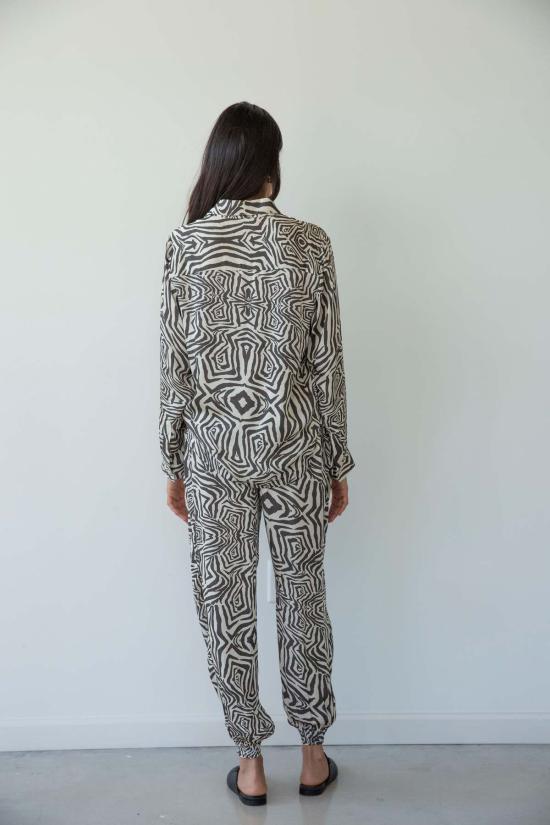  캐롤리나 케이 블라우스 캐롤라이나 케이 카멘 셔츠 제브라 블랙/크림 - CAROLINA K