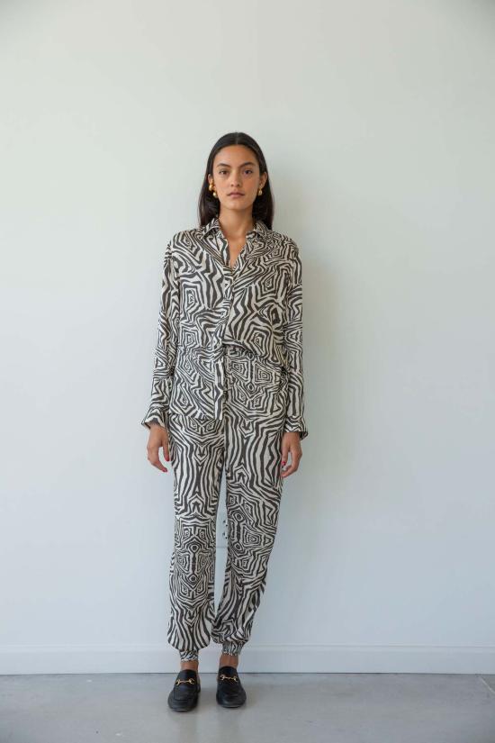  캐롤리나 케이 블라우스 캐롤라이나 케이 카멘 셔츠 제브라 블랙/크림 - CAROLINA K