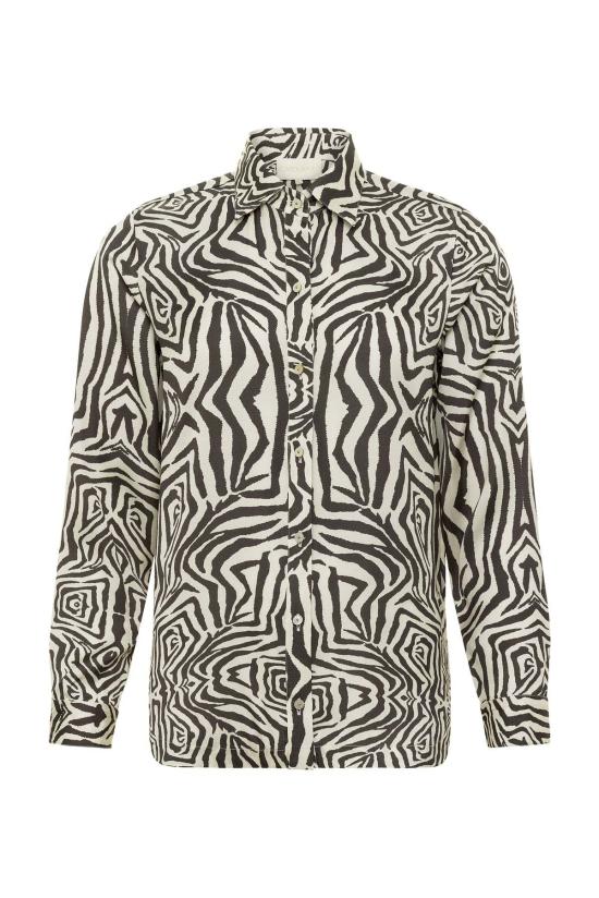  캐롤리나 케이 블라우스 캐롤라이나 케이 카멘 셔츠 제브라 블랙/크림 - CAROLINA K